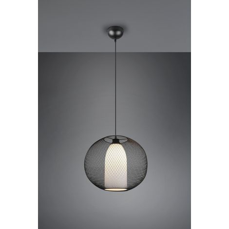Chandelier Suspension Diffusor Runder Metallkäfig Schwarz Mit Opalglasfaden Trio-Beleuchtung