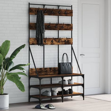 Perchero con zapatero roble ahumado 100x40x184 cm vidaXL (1/5)