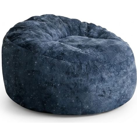 Sitzsack Sessel Hohe Rückenlehne Ergonomisches Curved Design aus Flanell Blau (1/5)