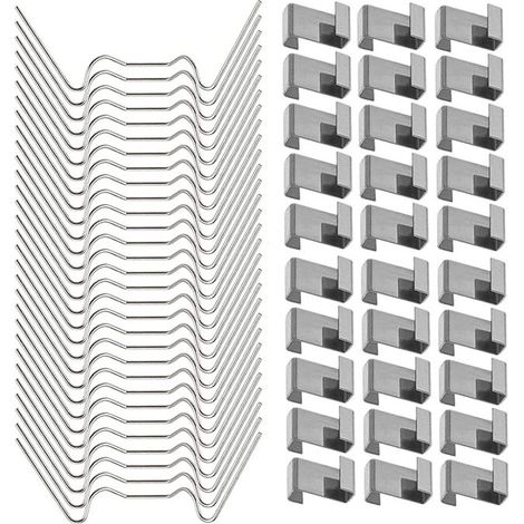 TAISHENGDA-50PCS Clips de Vitrage pour Serre 25 Clips Z et W en Acier Inoxydable Fixation pour Verre de Serre Résistant aux Intempéries Accessoires Serre Jardin