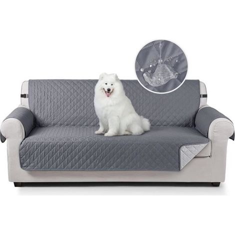 Housse de canapé - DARMOWADE - 3 Places - Imperméable - Polyester - Gris Foncé-Ywey (1/5)