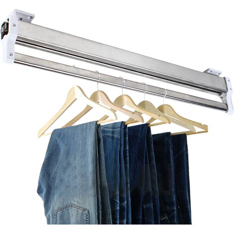 Tringle d'extension de penderie, tringle de penderie, rails en acier inoxydable, télescopique, tube de penderie, pantalons, cintres, 54-110 cm (1/5)
