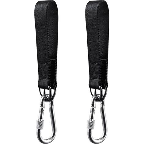 Kit de Suspension Noir pour Balançoire 2 Pièces, Sangles pour Balançoire de Jardin, Hamac ou Siège Suspendu, avec 2 Mousquetons de Charge Lourde et Anneaux D (1/5)