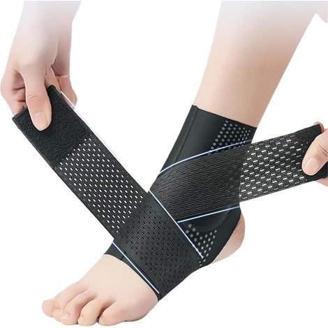 Chevillère de Maintien Sportive Réglable pour Entorse et Récupération - Attelle de Cheville avec Sangle de Compression pour Tendon d'Achille, Sport, Fitness, Noir, Taille L (39-43), 1 Pièce (1/5)