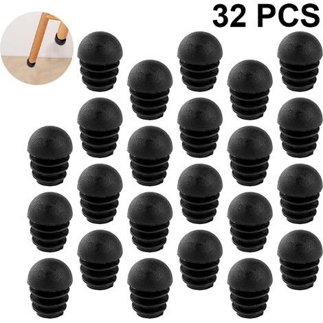 32 bouchons de tuyau, embouts ronds, bouchons lamellaires à tête sphérique, couvercles de tuyau en plastique, bouchons ronds pour tabourets, chaises tubulaires en acier (1/5)