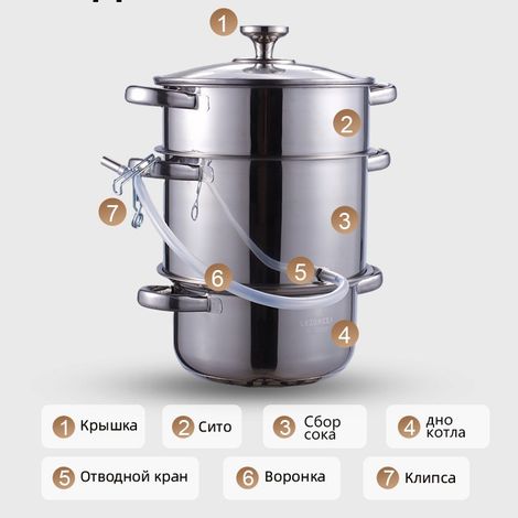 Extracteur de jus à vapeur en acier inoxydable 8 L avec pince d’arrêt d’écoulement
