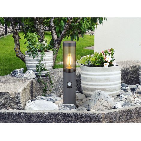 LED Sockelleuchte in Anthrazit & Rauch mit Bewegungsmelder, Höhe 45cm (1/5)