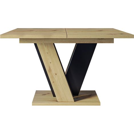 Mesa Goodyear 125, Roble Artisan + Negro, 75x90x120cm, Alargamiento, Aglomerado laminado