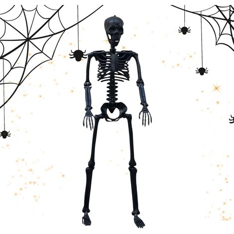 Décorations Squelette Halloween - Modèle Squelette Réaliste Aux Articulations Mobiles Décoration Effrayante pour Balcon Jardin Terrasse Maison Hantée Patio (1/5)