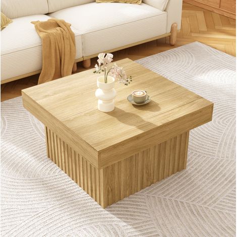Quadratischer Couchtisch 79 x 79 x 46 cm aus PB und MDF, naturfarben HAVRYA (1/5)