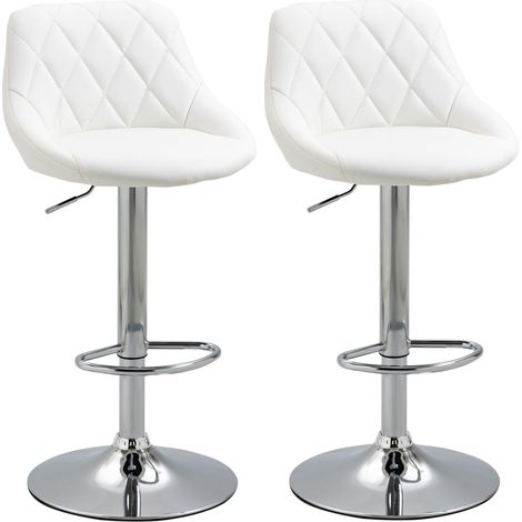 Set 2 Sgabelli da Bar 51,5x48x83-104 cm in Similpelle Bianchi (1/5)