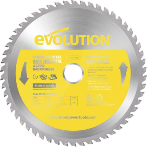 Evolution S210TCT-54CS - 210 mm Lama per taglio di acciaio inossidabile - Lama per metallo a 54 denti con punte in carburo che in pratica non genera surriscaldamento, ronzii o scintille (1/3)