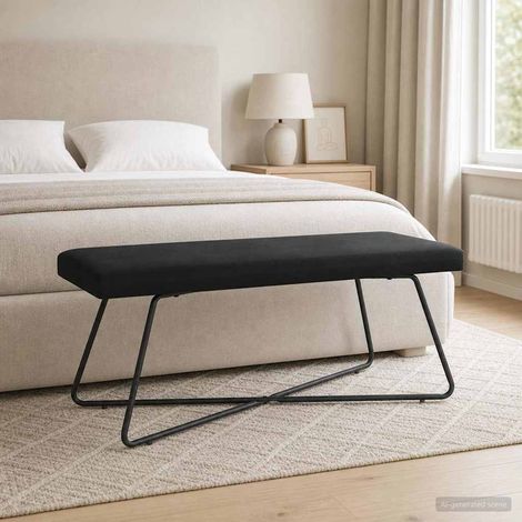 panchina Nero 110 x 40 x 45 cm Velluto vidaXL
