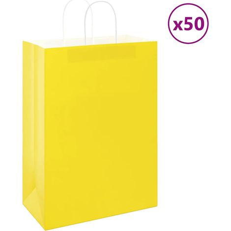 Papiertragetaschen 50 Stk. mit Henkeln Gelb 32x17x44 cm