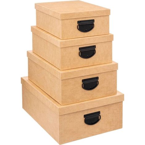 Scatole Organizer Beige Effetto Juta Con Manici In Set Da 4 Formati (1/2)