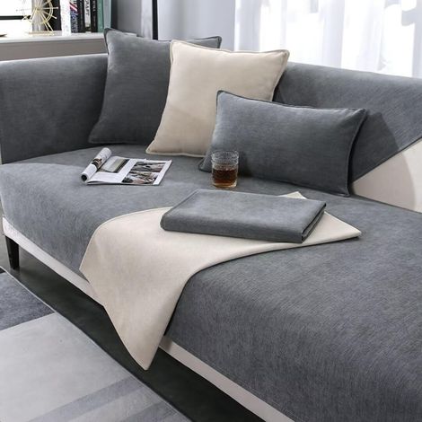 JSSEVN - Sofa cover, Chenille sofa cover, Sofa seat covers, Sofa protector, 2-seater sofa cover (110 x 180 cm) (1/5)
