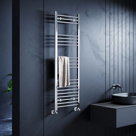 ELEGANT 1500 x 500 mm Chrome Designer Towel Rail Radiator Bathroom Heated Towel Radiator + Anthracite Thermostatic Radiator Valves (1/5)