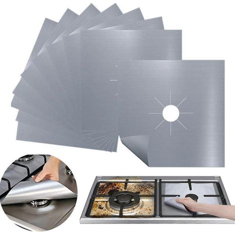 Lot de 4 protections universelles pour écran de cuisinière à gaz, antiadhésives, en téflon, réutilisables  Nettoyage rapide 10 (1/5)