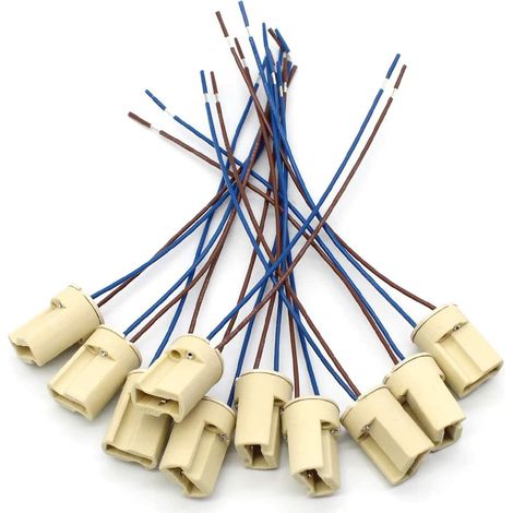 10-pack G9 ceramic lamp holders and sockets with blue-brown high-temperature wire, LED aging test lamp bracket, 0.5 square meters, 15 cm wire (1/5)
