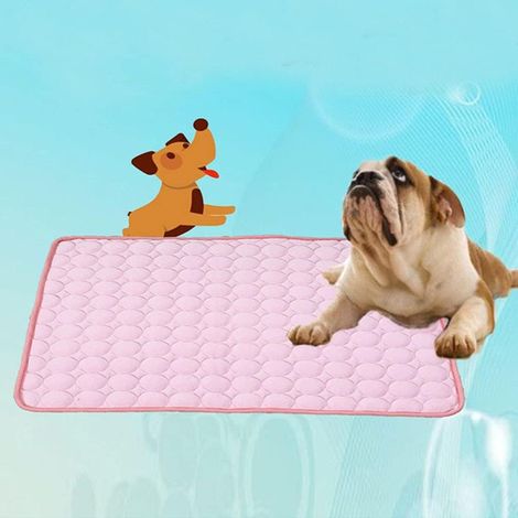 Tapis de Refroidissement pour Chien de Compagnie de rafraîchissement de la Soie de Glace Cool Tapis de chiot Chiens de Refroidissement Mat,rose 62x50cm
