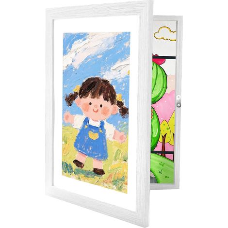 Cadre Photo A4 Pliable magnétique pour Enfants - 32 x 25,5 cm - MDF et Acrylique - Blanc (1/5)