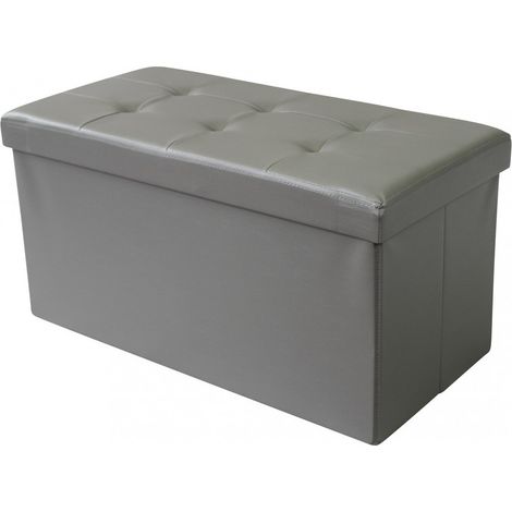 Pouf Contenitore Rettangolare In Ecopelle Grigio (1/4)