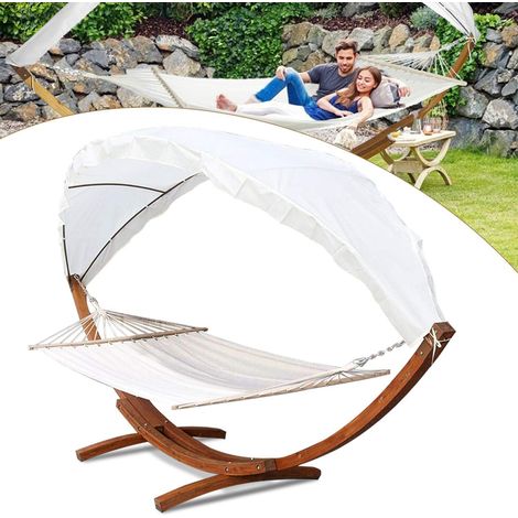 Hamac avec armature en bois - Hamac avec toit - Jusqu'à 180 kg - Pour 2 personnes - Pour l'extérieur (1/5)