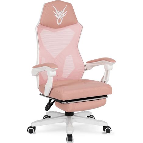 Fauteuil de jeu pivotant Bing rose/blanc avec repose-pieds moderne (1/5)