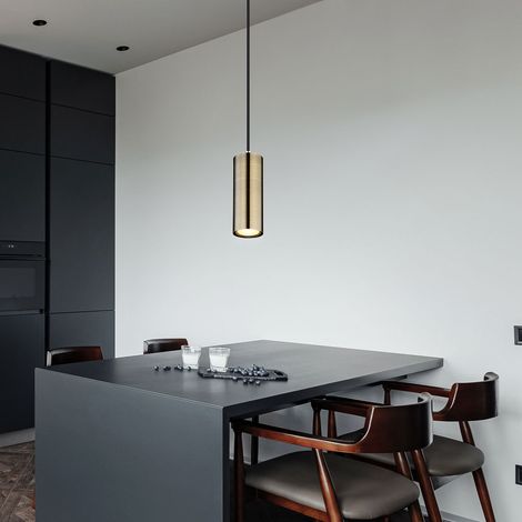 Lampada a sospensione lampada da sala da pranzo, moderna, regolabile in altezza, metallo, ottone antico nero, rotondo, 1x GU10, LxLxA 9x9x120 cm