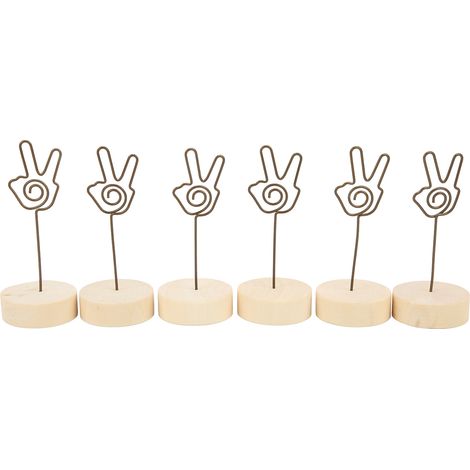 6Pcs Table Number Holder Hand Signal Gesture Modeling Convenient Practical Beech Material Photo Table ClipGesture 2 (1/5)