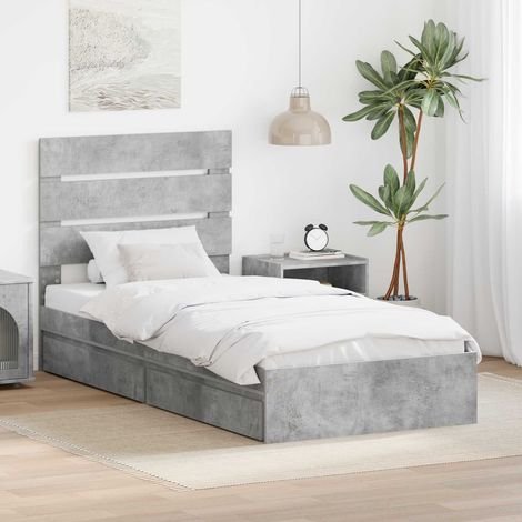Aufbewahrungsbett Beton Grau 70 x 190 cm Holzwerkstoff