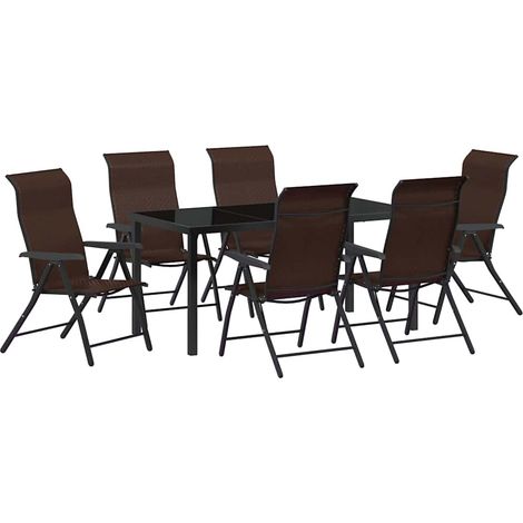Maison Exclusive - Set da Pranzo per Giardino 7 pcs Marrone (1/5)