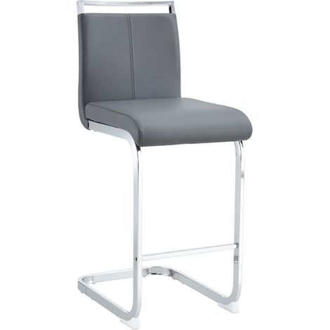 Set di 2 sgabelli da bar grigio scuro in PU e metallo, stile nordico (1/5)
