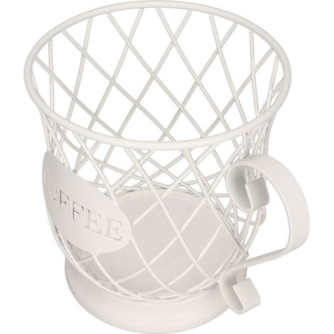 Porte-capsules de café en fer, grand panier de rangement pour capsules de café, idéal pour la maison, le bureau ou un café, blanc (1/5)