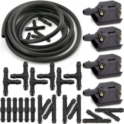 35 PCS avant essuye-glace bras lave-buse Jets tuyau de tuyau de tube de vanne de 4 voies 2m (1/4)