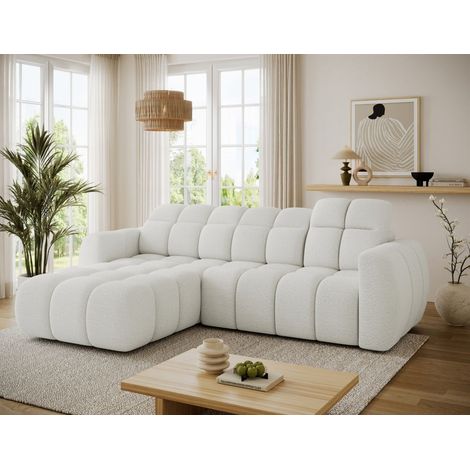 Ecksofa mit Schlaffunktion Sofa SALONIA Stoff Coral Ecru Ottomane Links (1/5)