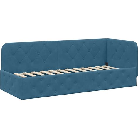 Maison Exclusive - Cornice del letto ad angolo Blu 80 x 200 cm Velluto
