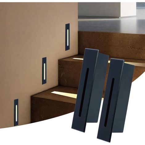 Spot LED Encastrable - 2 Pièces - Aluminium - IP65 Étanche - Éclairage Escalier Extérieur - Noir 3W (1/5)