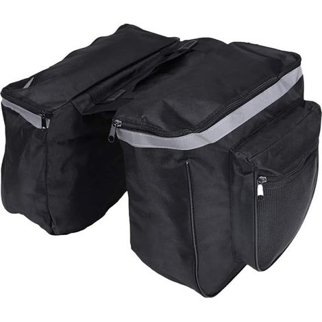 Borsa doppia da portapacchi/borsa laterale per bicicletta, per uso quotidiano, in poliestere impermeabile, 45 litri, nera. (1/5)