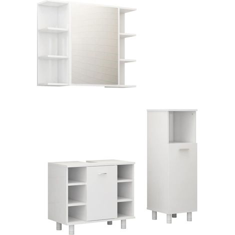 Maison Exclusive - 3-tlg. Badmöbel-Set Weiß Holzwerkstoff