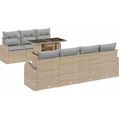 Maison Exclusive - Conjunto de sofá de jardín 8 pcs Beige Rattan
