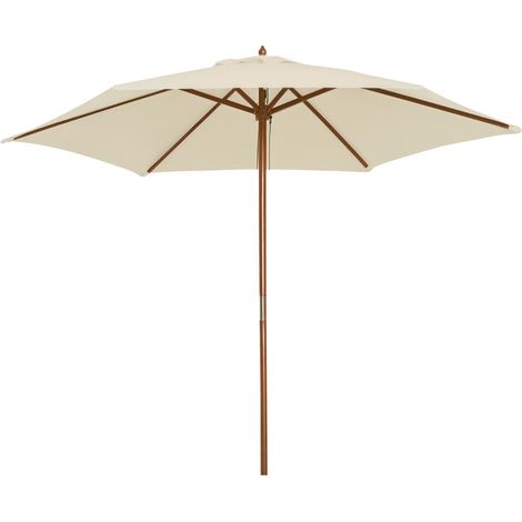 Parasol de jarden extérieur parasol droit double toit Hexagonal Grete taille de Jarden Ø 2.5 x 2.3H m Bois de Bambou crème