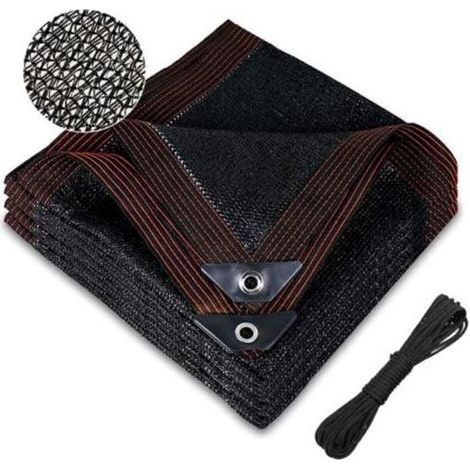 Kaelt - LAN Filet d'ombrage, paravent pour serre avec perforations, filet de protection UV pour pergola, clôture d'intimité noire, filet d'ombrage avec perforations 2x4m (1/4)
