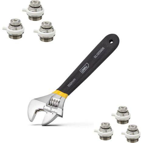 (6pcs) 1/2 Inch Automatic Radiator Bleed Valve, Brass Radiator Bleed Valve, Radiator Shut Off Valve and Wrench MUMU (1/4)