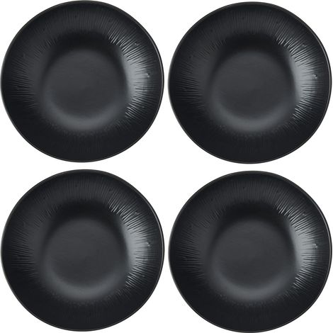 Lot de 4 bols à pâtes en céramique pour divertissement, 20 cm, noir, passe au lave-vaisselle (1/5)