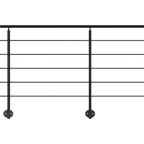 Kordo – Kit garde-corps 2m prêt-à-poser en aluminium noir profond – Fixation latérale sans perçage – Installation rapide en 30 min/mètre