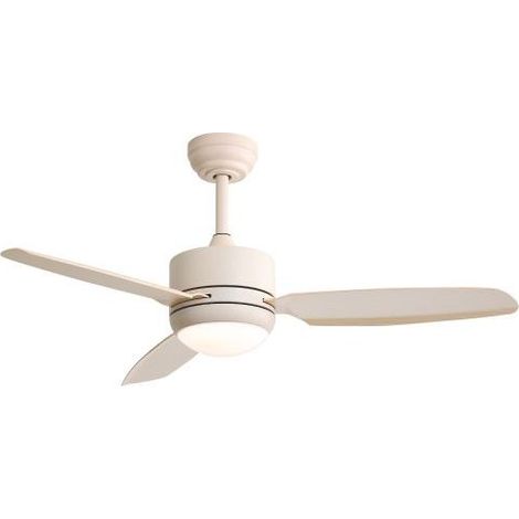 Ventilador de techo de 46 pulgadas con luces, 3 aspas de ABS, motor de CC de 6 velocidades, control remoto para sala de estar, color beige. (1/5)