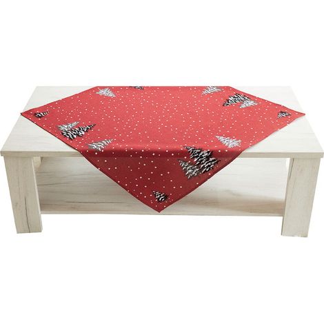 Chemin de table de Noël 85x85 Rouge Magie des Neiges (1/5)