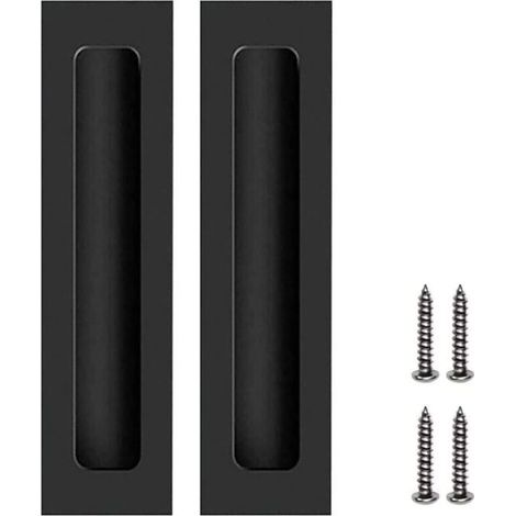 HONORNIC - 2 Pcs Poignées Noir de Porte Meubles Invisible Poignées Encastrées pour Porte Coulissante avec Vis