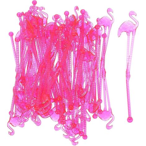 50 bâtonnets mélangeurs jetables à motif flamant rose pour boissons-15X3X0.7CM-Rosy